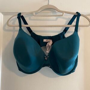 Victoria's Secret Lined Perfect Coverage Bra Turquoise Lace Size 40DDD